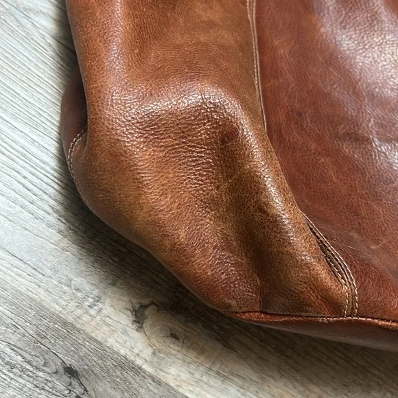 Furla vintage leather large bucket bag, brown soft distressed leather! Bohemian - Picture 10 of 11